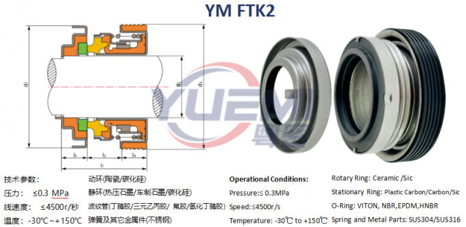 FTK2-16/20/25/35/Ftk Mechanical Seal for Auto Cooling Pump Cartridge ...